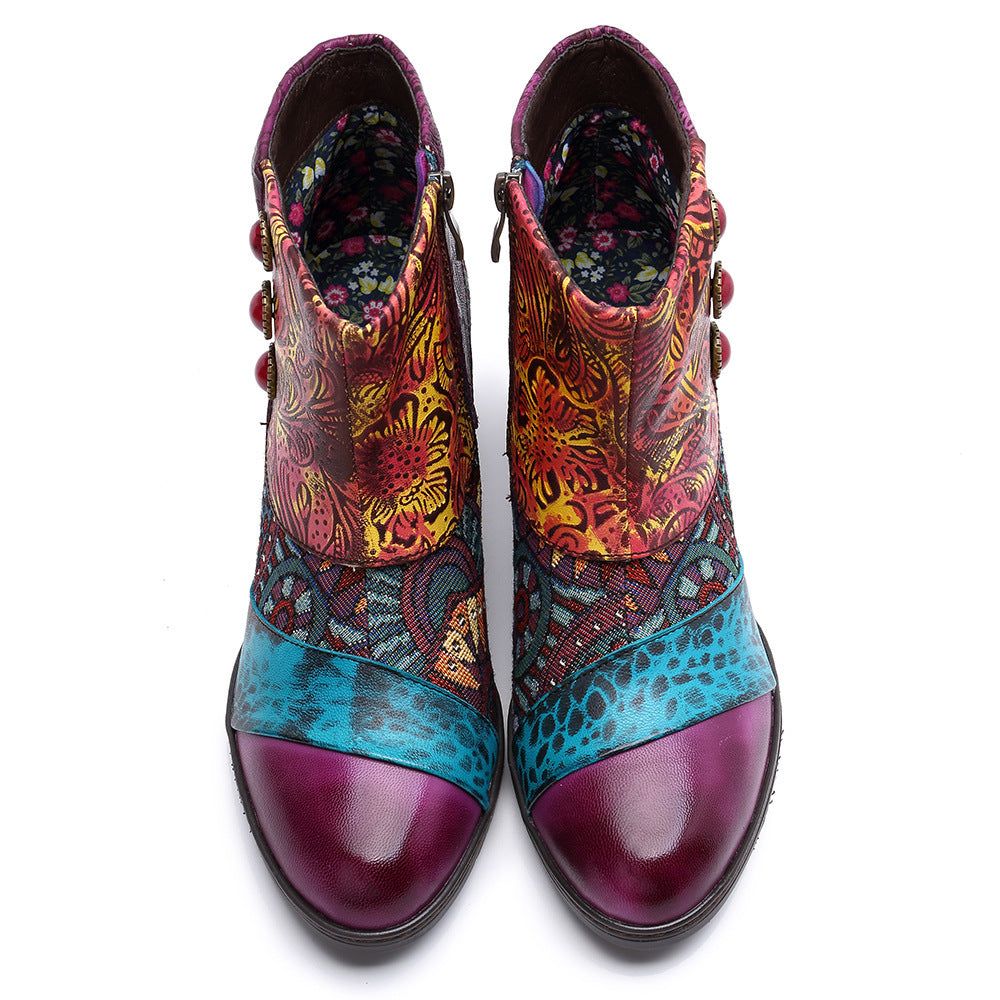 Amalina - Bottines Ethniques Multicolores – Style Bohème Chic & Confort