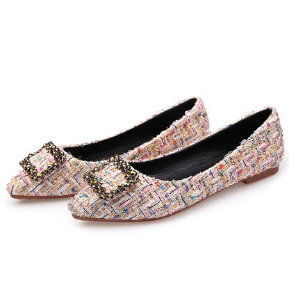 Aurelia - Ballerines à Bout Pointu avec Boucle Carrée et Strass – Élégance et Confort au Quotidien