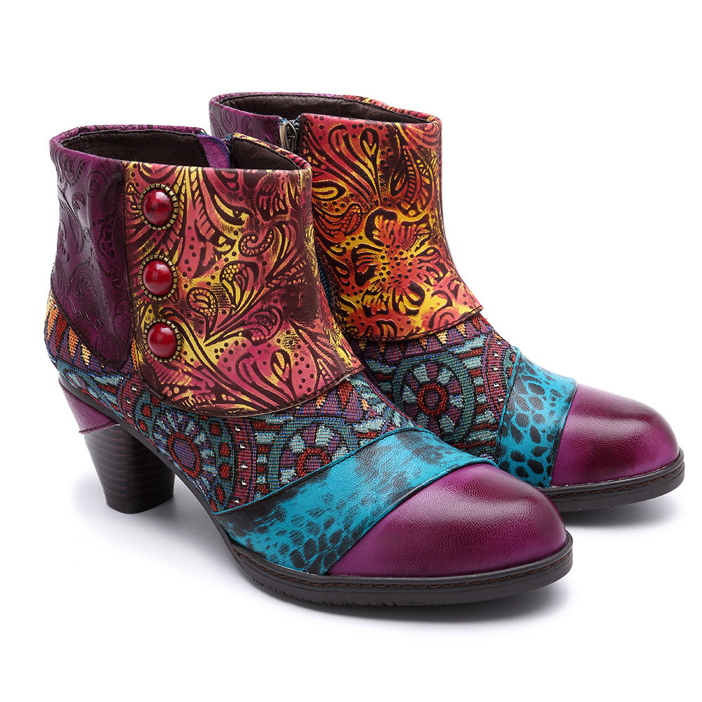 Amalina - Bottines Ethniques Multicolores – Style Bohème Chic & Confort