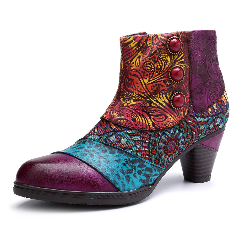 Amalina - Bottines Ethniques Multicolores – Style Bohème Chic & Confort