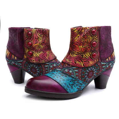 Amalina - Bottines Ethniques Multicolores – Style Bohème Chic & Confort