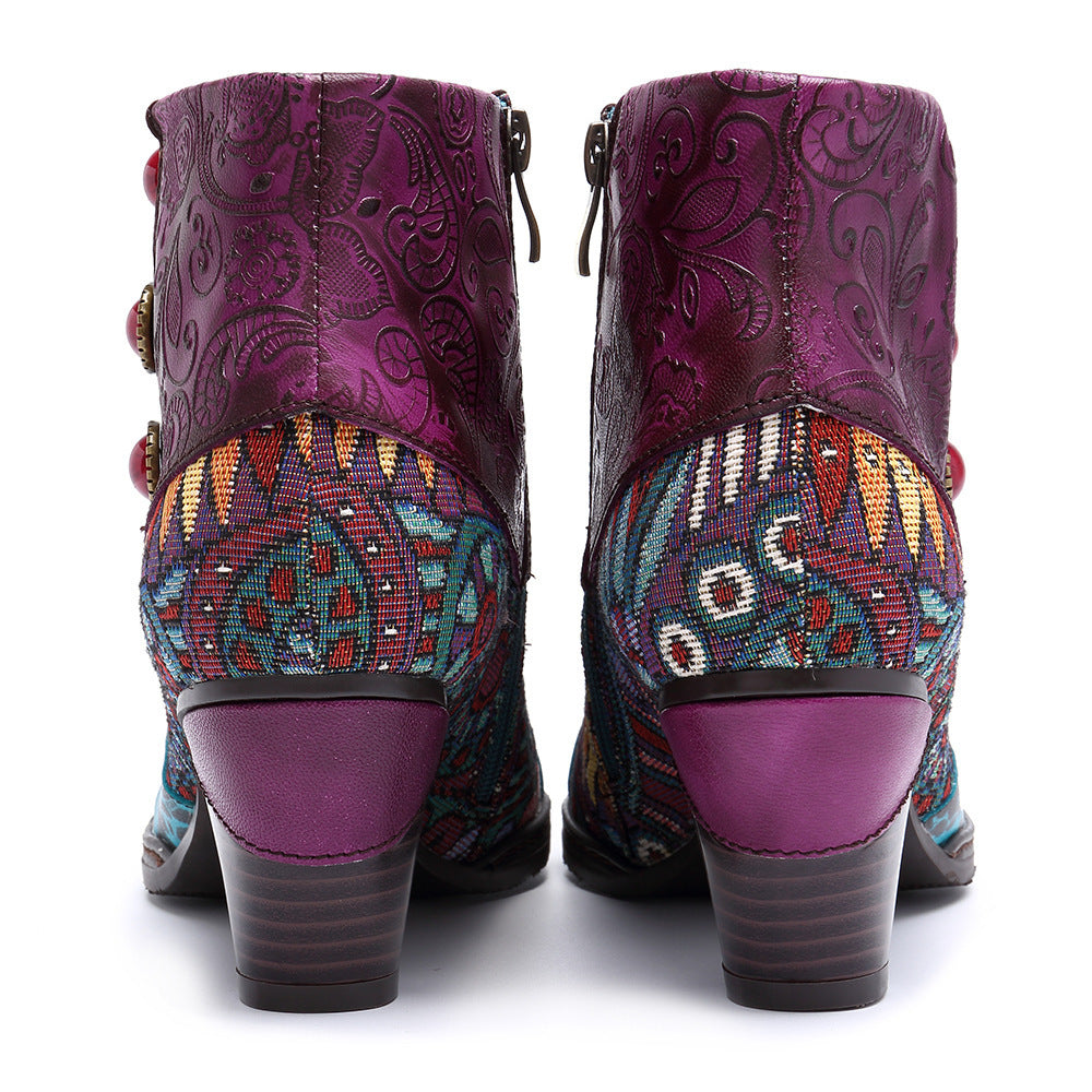 Amalina - Bottines Ethniques Multicolores – Style Bohème Chic & Confort