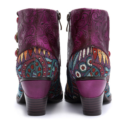 Amalina - Bottines Ethniques Multicolores – Style Bohème Chic & Confort