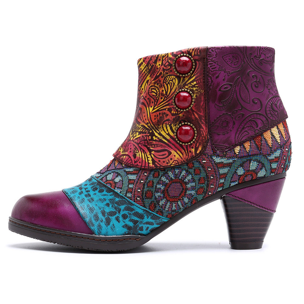 Amalina - Bottines Ethniques Multicolores – Style Bohème Chic & Confort