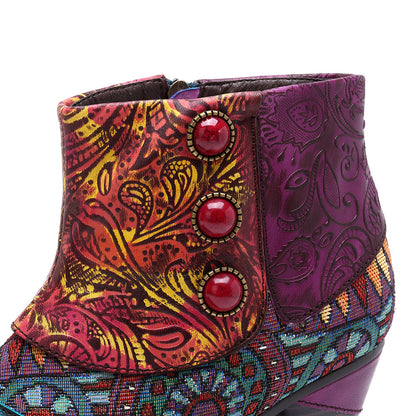 Amalina - Bottines Ethniques Multicolores – Style Bohème Chic & Confort