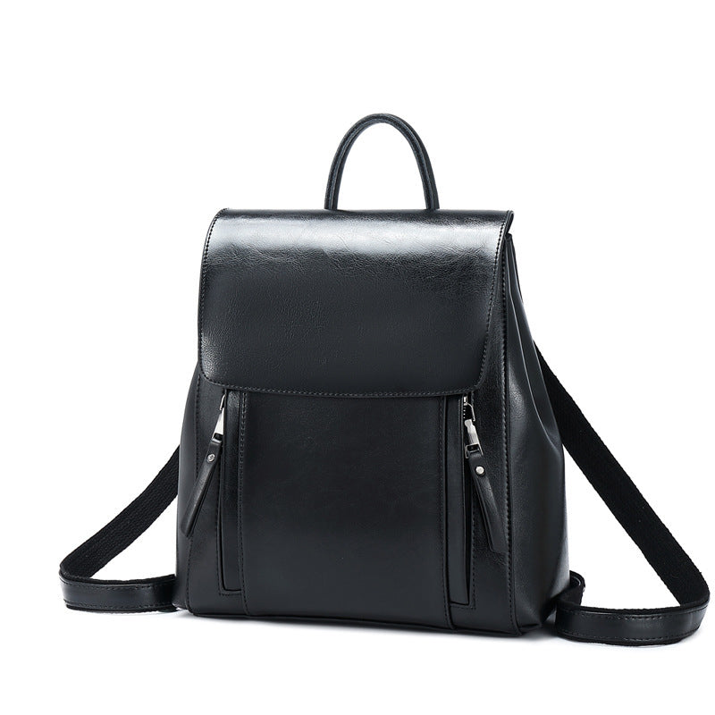 Sac à dos en cuir de luxe pour femme, élégance intemporelle - Noir